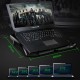 5 Fans Gaming Laptop Cooling Pad for 12""-17"" Laptops with LED Lights Dual USB Ports Adjustable Height at 1400 RPM green